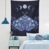 Butterfly Tapestry Sun and Moon Tapestry Moth Tapestries Black and White Tapestry Flower Vine Tapestry Wall Hanging for Room