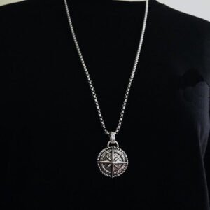 Classic Viking Vintage Compass Pendant Necklace