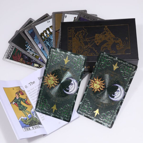 Card Game Gold Foil Tarot Card Bronzing PVC Waterproof Board Game Poker Divination Gift Box Set Luxury Cosmic Gold Color Manual