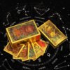 Card Game Gold Foil Tarot Card Bronzing PVC Waterproof Board Game Poker Divination Gift Box Set Luxury Cosmic Gold Color Manual
