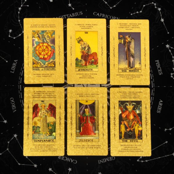 Card Game Gold Foil Tarot Card Bronzing PVC Waterproof Board Game Poker Divination Gift Box Set Luxury Cosmic Gold Color Manual