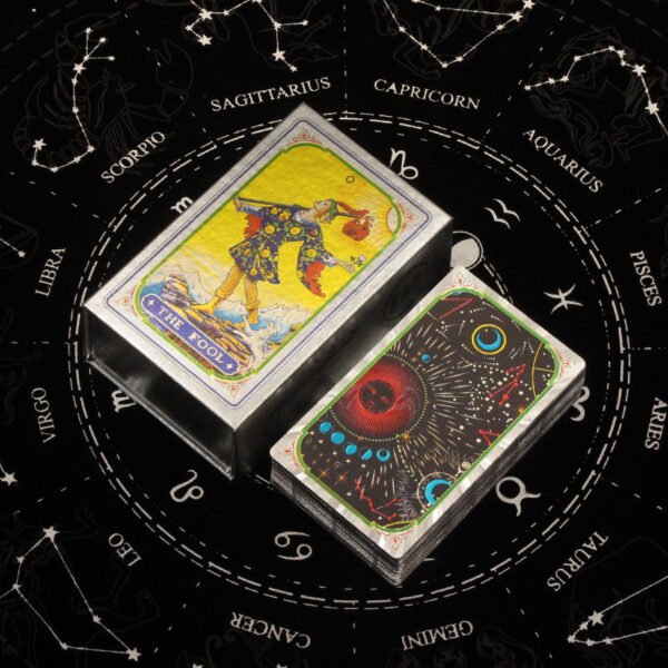 Card Game Gold Foil Tarot Card PVC Waterproof Board Game Poker Divination Gift Box Set Cosmic Silver Color Manual