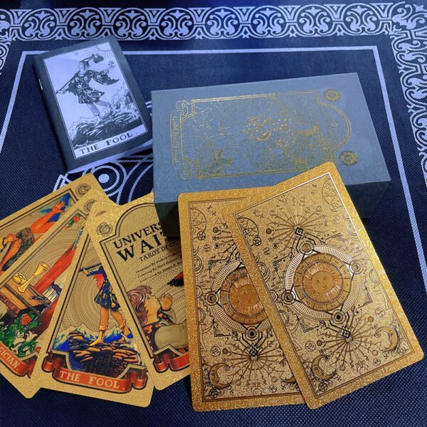 Card Game Gold Foil Tarot Card PVC Waterproof Board Game Poker Divination Gift Box Set Cosmic Silver Color Manual