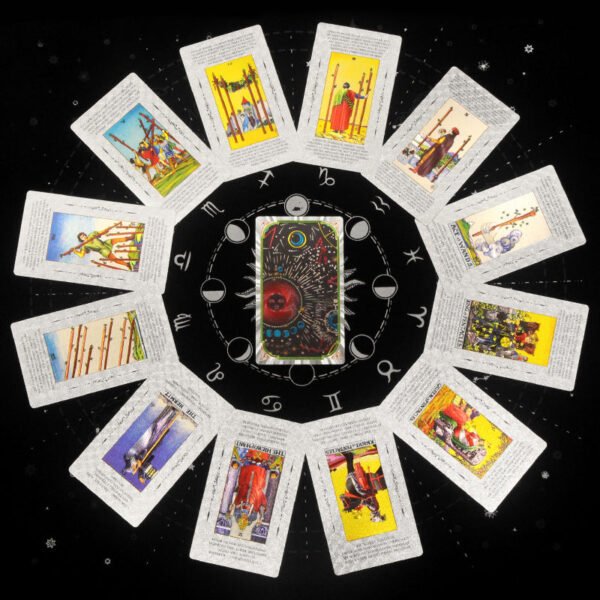 Card Game Gold Foil Tarot Card PVC Waterproof Board Game Poker Divination Gift Box Set Cosmic Silver Color Manual