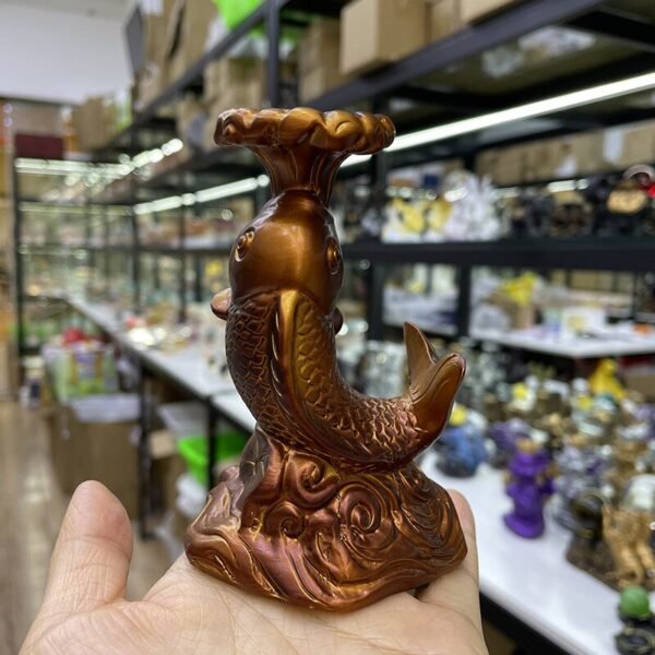 Carp Fish Resin Statue Sculpture Crystal Ball Base Stand Wealth Fortune Lucky Auspicious Home Office Feng Shui Collection Gift