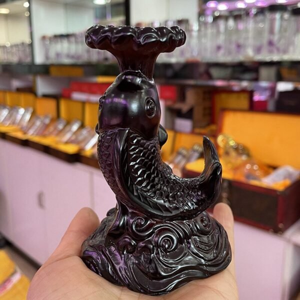 Carp Fish Resin Statue Sculpture Crystal Ball Base Stand Wealth Fortune Lucky Auspicious Home Office Feng Shui Collection Gift