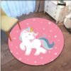 Cartoon Floral Unicorn Round Area Rug Cartoon Carpets for Living Room Animal Pink Unicorn Floor Mat