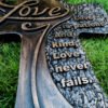 Carved Wooden Christian Cross Art, Love Decoration, spiritual Wall Sign, Simple Religious Desktop, Inspirational Minimalism