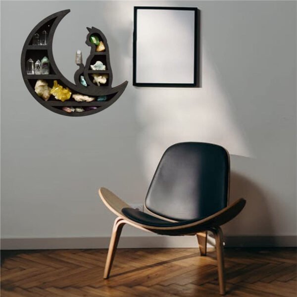 Cat Moon Crystal Wooden Shelf Storage Craft Wall   Gothic Decoration