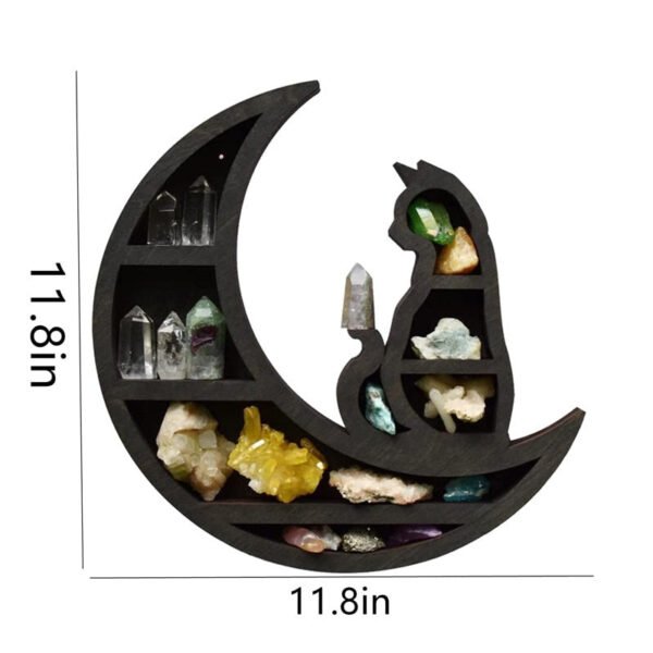 Cat Moon Crystal Wooden Shelf Storage Craft Wall   Gothic Decoration