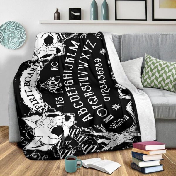 Cat Skulls Ouija Board Throw Blanket Witchy Premium Blanket Gothic Home Decor Goth Blanket Halloween Decor Witchcraft Blanket