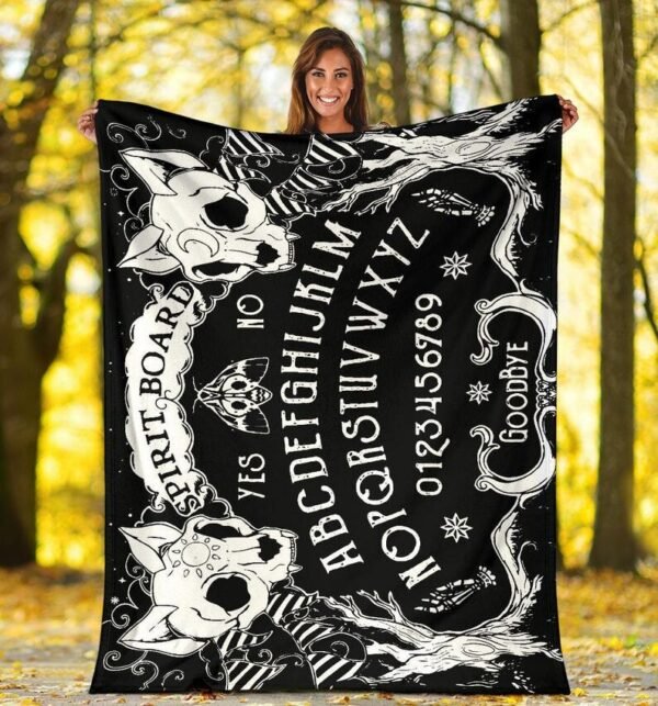 Cat Skulls Ouija Board Throw Blanket Witchy Premium Blanket Gothic Home Decor Goth Blanket Halloween Decor Witchcraft Blanket