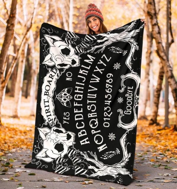 Cat Skulls Ouija Board Throw Blanket Witchy Premium Blanket Gothic Home Decor Goth Blanket Halloween Decor Witchcraft Blanket