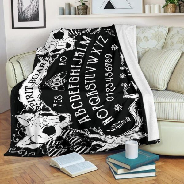 Cat Skulls Ouija Board Throw Blanket Witchy Premium Blanket Gothic Home Decor Goth Blanket Halloween Decor Witchcraft Blanket