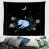Cat Witchcraft Tapestry Wall Hanging Moon Tapestries  Wall Black Home Decor