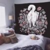 Cat Witchcraft Tapestry Wall Hanging Tapestries Mysterious Divination Baphomet Occult Home Wall Black Cool Decor Cat Coven  Wall Decor