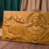 Catholic Saints Church cross-wall decoration Sacred Heart Jesus wood carving plaque Bible human savior Christ baptism statue