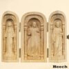 Catholic holy relics three open box handicraft ornaments wood carving prayer altar Virgin Mary Jesus Christ saint statue