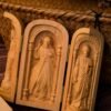 Catholic holy relics three open box handicraft ornaments wood carving prayer altar Virgin Mary Jesus Christ saint statue