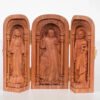Catholic holy relics three open box handicraft ornaments wood carving prayer altar Virgin Mary Jesus Christ saint statue