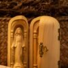 Catholic holy relics three open box handicraft ornaments wood carving prayer altar Virgin Mary Jesus Christ saint statue