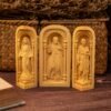Catholic holy relics three open box handicraft ornaments wood carving prayer altar Virgin Mary Jesus Christ saint statue