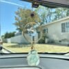 Celestial Sun Catcher for Car | Raw Crystal Sun Catcher | Rear View Mirror Accessory | Amazonite Sun Catcher|Car Accessory