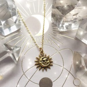 Celestial Sun Moon  Pendant Necklace,Celestial Sunmoon Charm Pendant Jewelry Gift