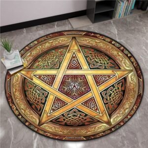 Celtic Viking Round Rug Floor Mat Tree of Life Round Carpet Yggdrasil Floor Mat Anti Slip Chair Mat for Children Kids Playmat| |