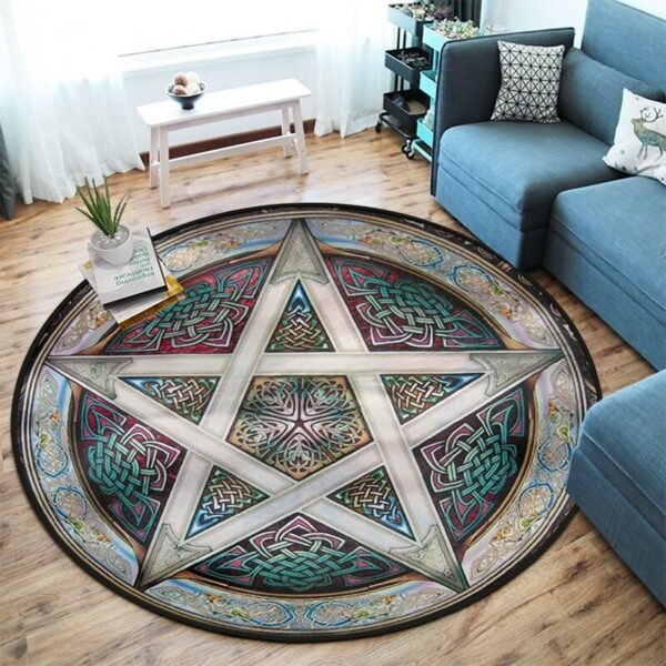 Celtic Viking Round Rug Floor Mat Tree of Life Round Carpet Yggdrasil Floor Mat Anti Slip Chair Mat for Children Kids Playmat| |