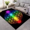 Chakra Carpets for Living Room Zen Theme Rectangle Area Rug Colorful tapis Flower of Life Geometric Floor Mat Hot