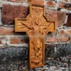 Christmas Baptism Easter Redeemer Cross Wood Carving Wall Hanging Jesus Christ Church Souvenirs Religious Figures