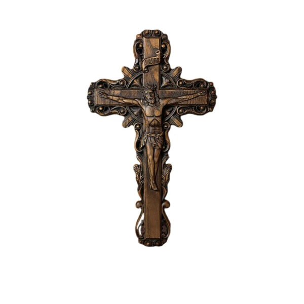 Christmas Crucifixion Wooden Beech Jesus Cross Carving Cathilic Wall Decoration Sculpture Crafts