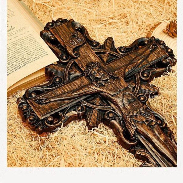Christmas Crucifixion Wooden Beech Jesus Cross Carving Cathilic Wall Decoration Sculpture Crafts