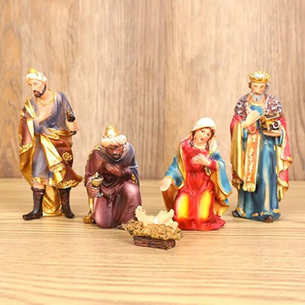 Christmas Nativity Scene Figures Resin Catholic Church Souvenirs Jesus Birthday Home Decoration