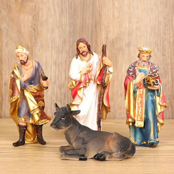 Christmas Nativity Scene Figures Resin Catholic Church Souvenirs Jesus Birthday Home Decoration