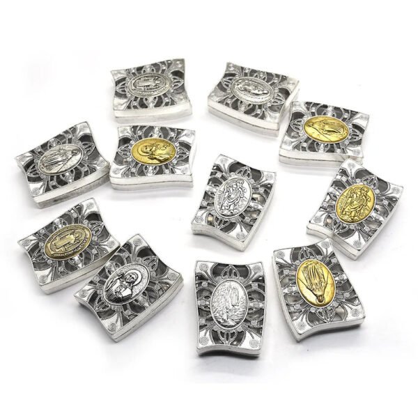 Church Utensils Rosary Gift Box Virgin Mary Zinc Leaky Catholic Necklace Jewelry Organizer Wrap Religious Jesus Christ Pattern