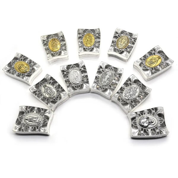 Church Utensils Rosary Gift Box Virgin Mary Zinc Leaky Catholic Necklace Jewelry Organizer Wrap Religious Jesus Christ Pattern