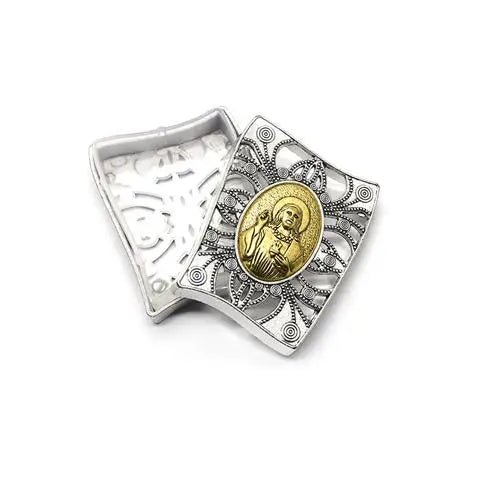 Church Utensils Rosary Gift Box Virgin Mary Zinc Leaky Catholic Necklace Jewelry Organizer Wrap Religious Jesus Christ Pattern