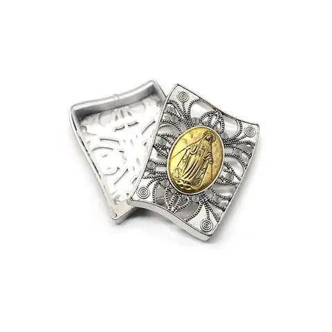 Church Utensils Rosary Gift Box Virgin Mary Zinc Leaky Catholic Necklace Jewelry Organizer Wrap Religious Jesus Christ Pattern