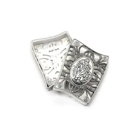 Church Utensils Rosary Gift Box Virgin Mary Zinc Leaky Catholic Necklace Jewelry Organizer Wrap Religious Jesus Christ Pattern