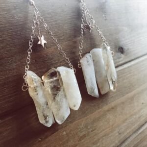 Citrine Star Earrings - natural polished yellow citrine, rose gold star, chandelier celestial jewelry, summery magickal witchy