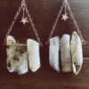 Citrine Star Earrings - natural polished yellow citrine, rose gold star, chandelier celestial jewelry, summery magickal witchy