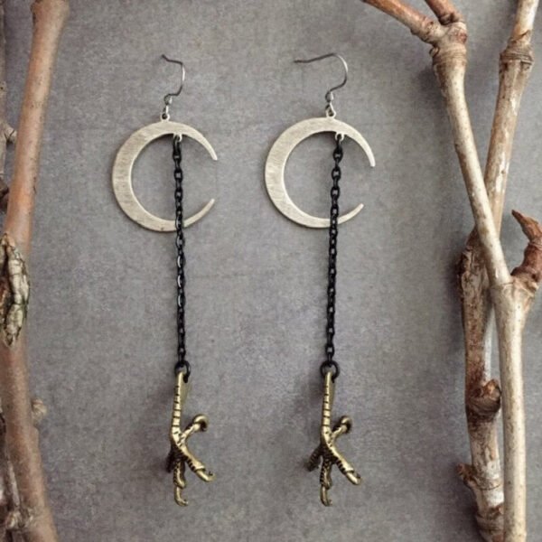 Claw Witch'sThe Beast Comes At Night Moon Earrings Crescent Darkly The Sacred Punk Handmade Statement Jewelry Goth