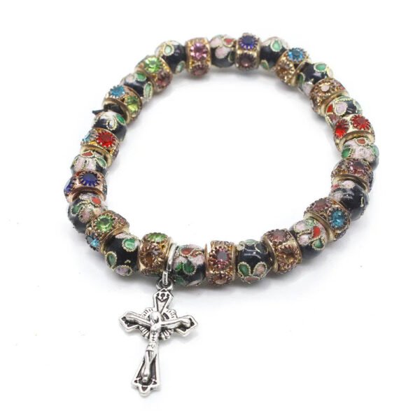 Cloisonne Cross Bracelet Church Utensils Orthodox Saint Benedict Siver Bead Christ Icon Rosary Catholic Gift