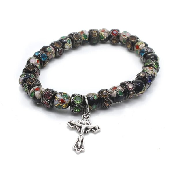 Cloisonne Cross Bracelet Church Utensils Orthodox Saint Benedict Siver Bead Christ Icon Rosary Catholic Gift