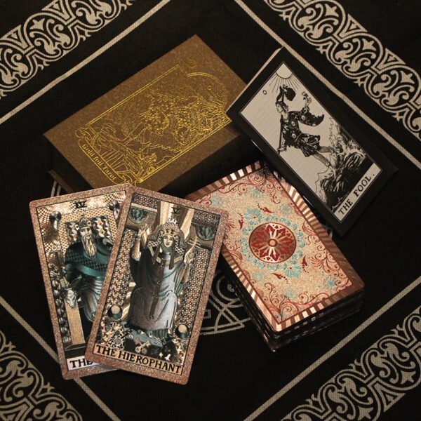 Gold Foil  PVC Waterproof  3D Coffee Color Retro Tarot Card