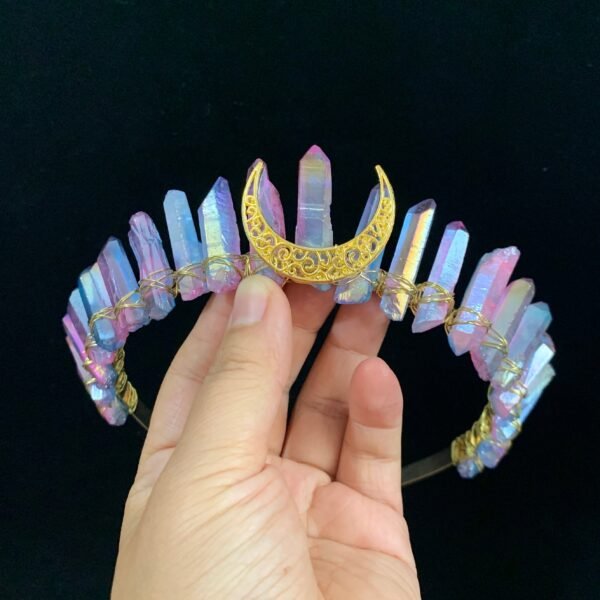 Color crystal crown golden moon headband natural crystal jewelry headdress gift