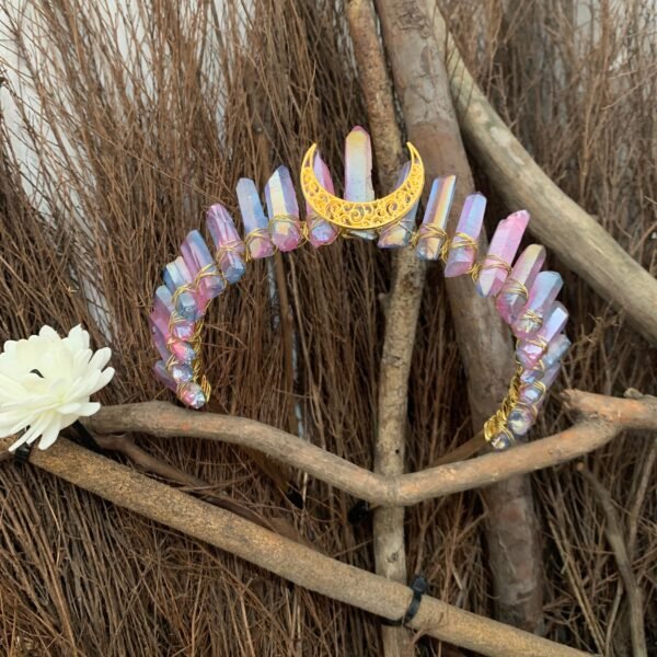 Color crystal crown golden moon headband natural crystal jewelry headdress gift
