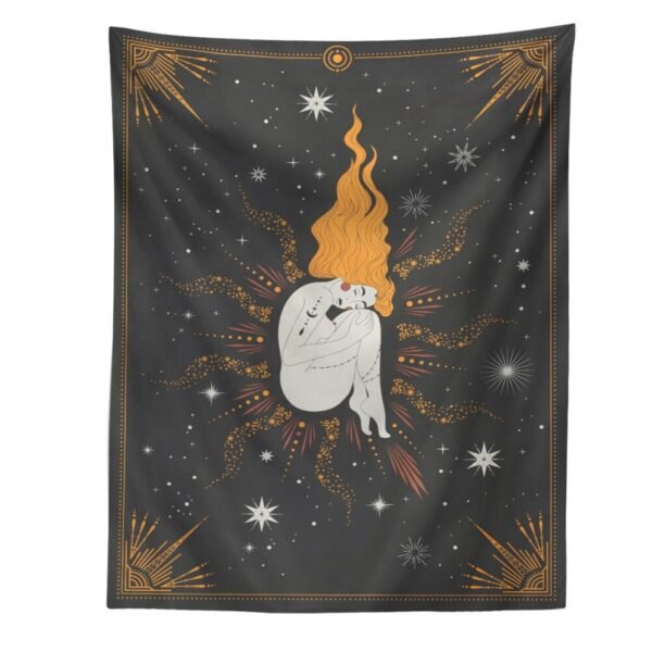 Constellation Tarot Girl Tapestry Boho Tapestry Tarot Card Tapestry Wall Hanging Trippy Divination Beach Mat Moon Wall Decor